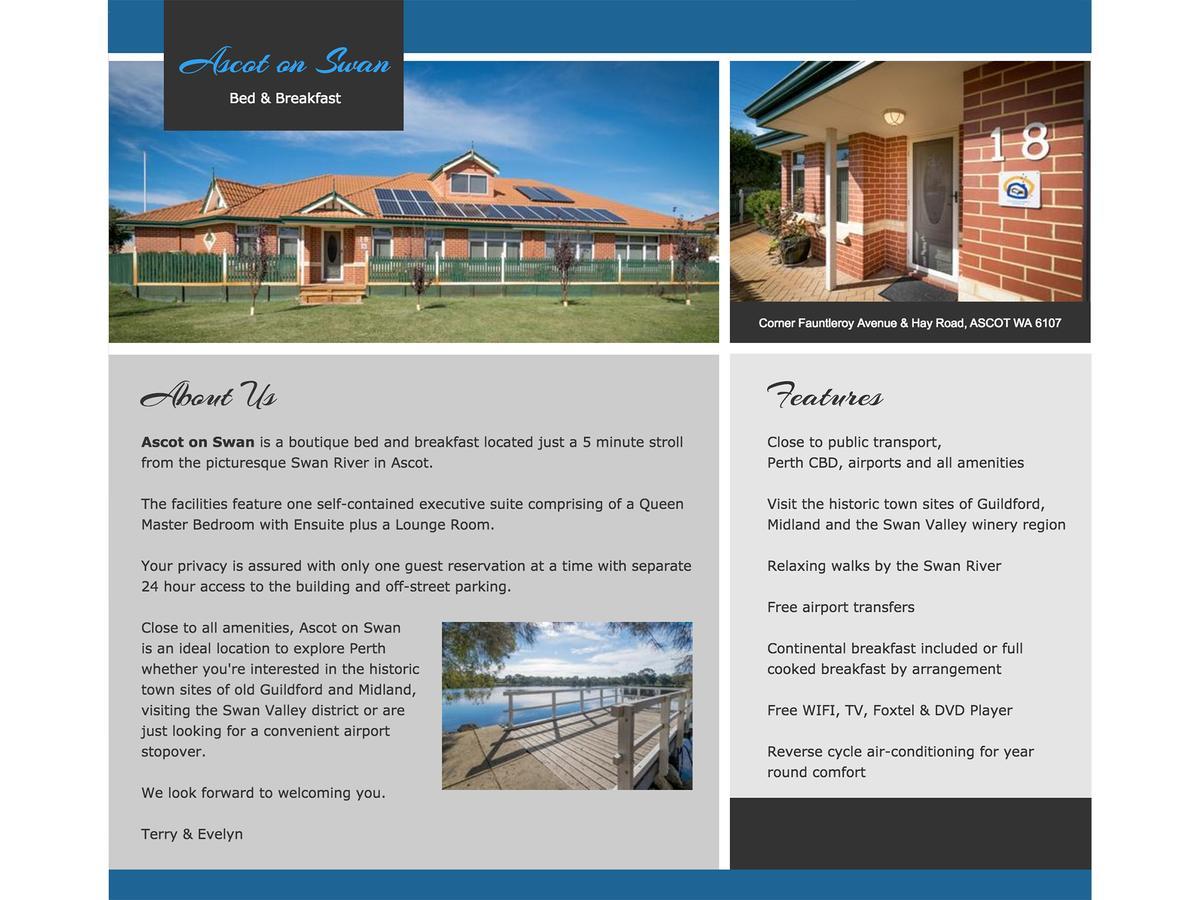 Ascot On Swan Bed & Breakfast Perth Kültér fotó